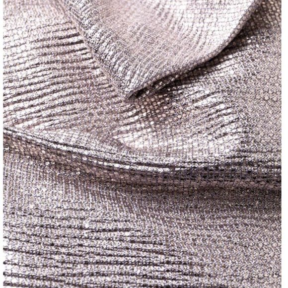 Talbot Runhof Off-shoulder Long Sleeve Silver Gown 36 - Picture 4 of 4